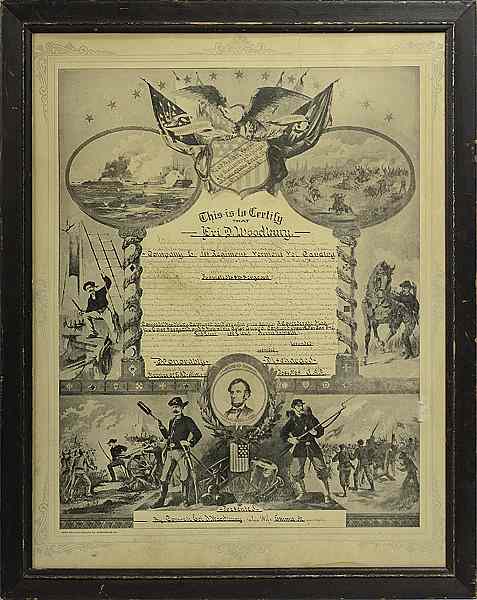 Appraisal: Civil War Discharge of Medal of Honor Winner Eri D