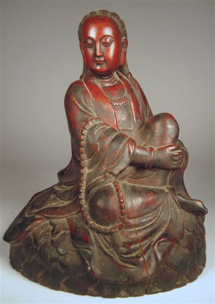 Appraisal: Chinese carved hardwood Quanyin late Qing dynasty