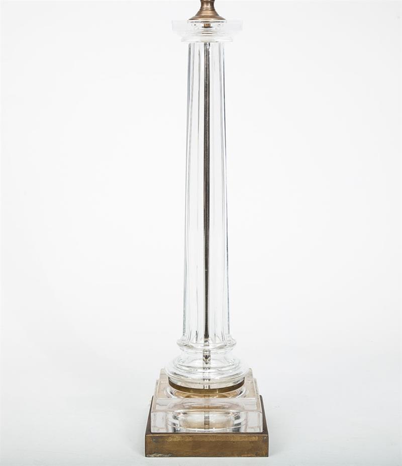 Appraisal: Neoclassical Style Molded Glass Column-Form Table Lamp The octagonal shaft