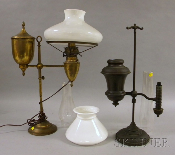 Appraisal: Patinated Bronze Student Lamp and a Bradley Hubbard Brass Student