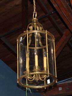 Appraisal: Georgian style bronze and glass lantern circa the fixture having