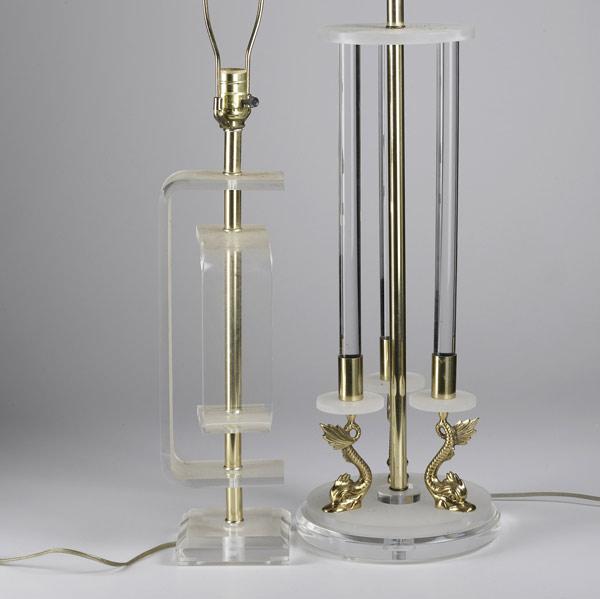 Appraisal: MODERN LIGHTING Two pair of lucite table lamps with brass