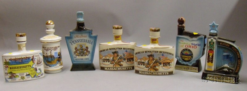 Appraisal: Seven Commemorative Collector's Ceramic Whiskey Decanters Bottles including Jim Beam