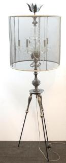 Appraisal: Monumental Contemporary Standing Lamp A crystal chandelier mounted on tripod