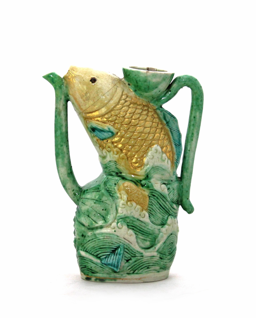 Appraisal: A Chinese biscuit ewer possibly Kangxi modelled as a carp