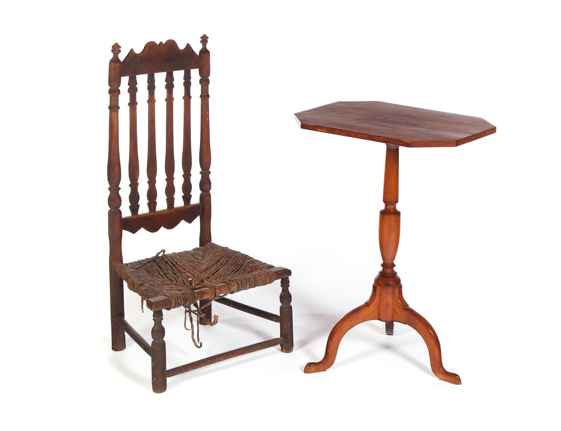 Appraisal: TWO PIECES OF EARLY AMERICAN FURNITURE An th century half