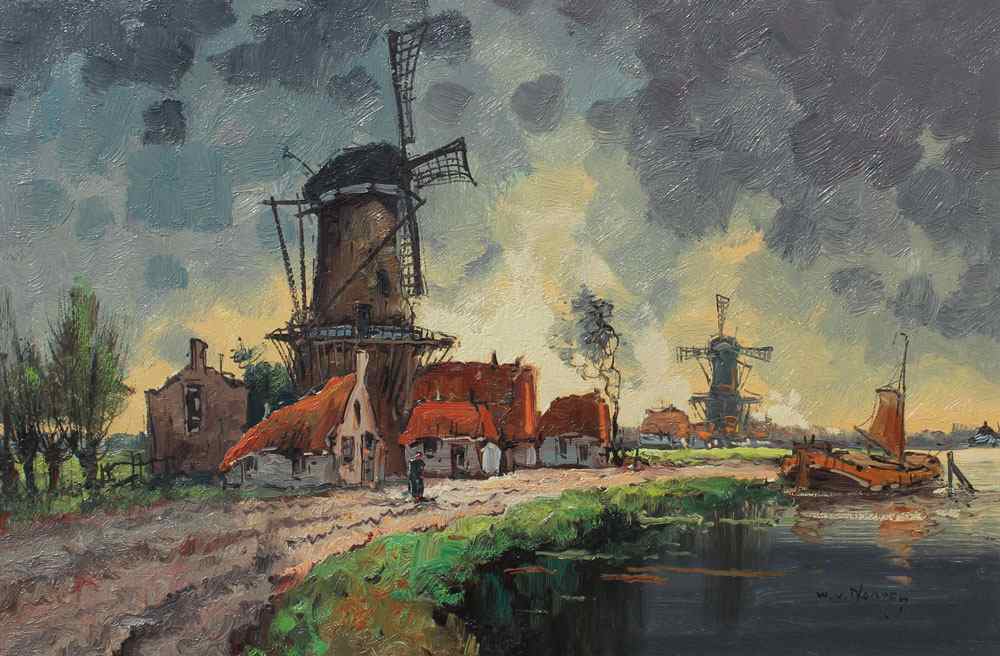 Appraisal: VAN NORDEN W Dutch th C Dutch Landscape with Windmills