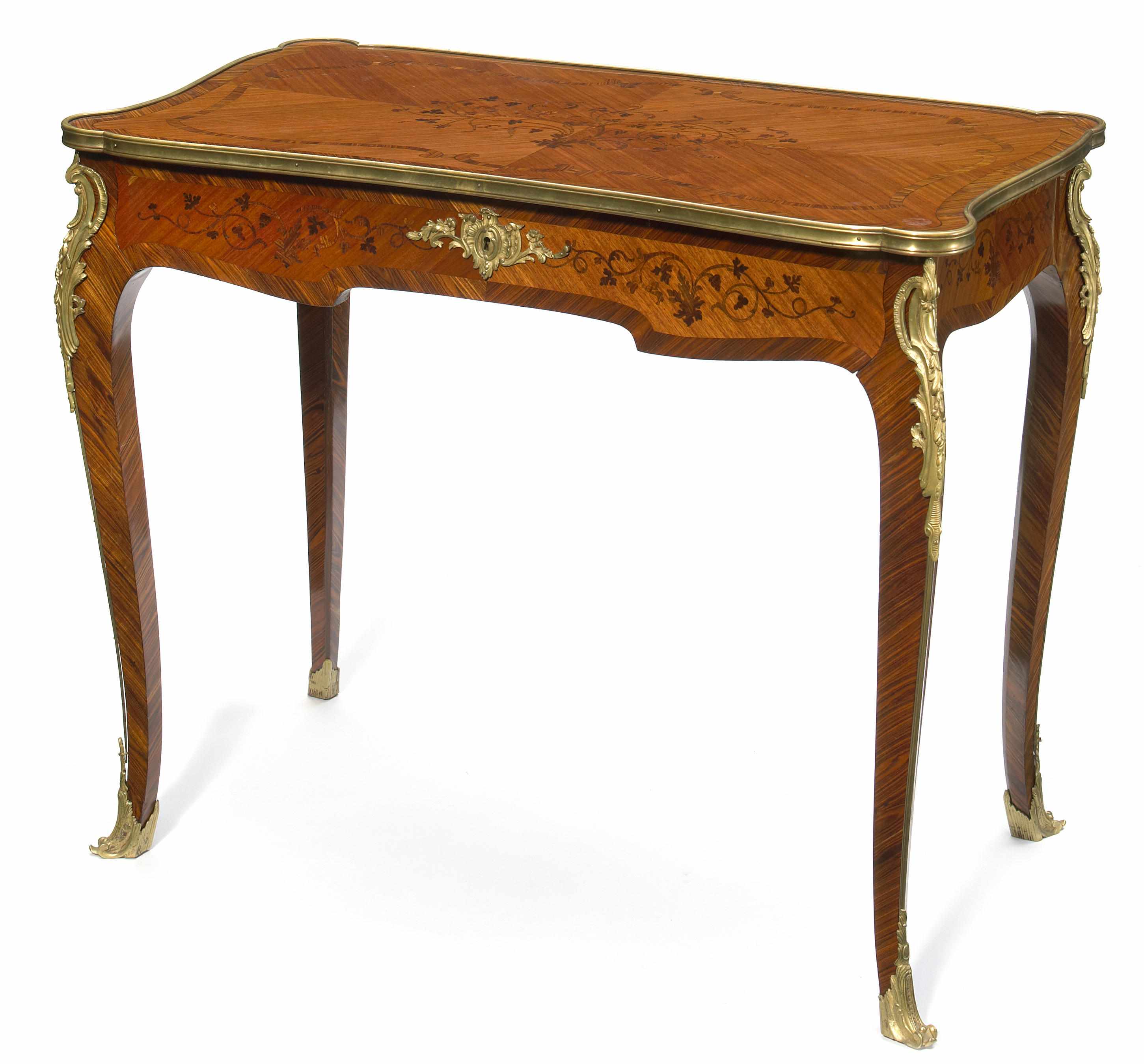 Appraisal: A Louis XV style gilt bronze mounted marquetry inlaid rosewood