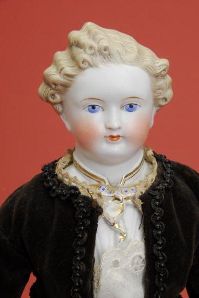 Appraisal: Franklin Pierce Parian Doll Germany ca untinted bisque shoulder head