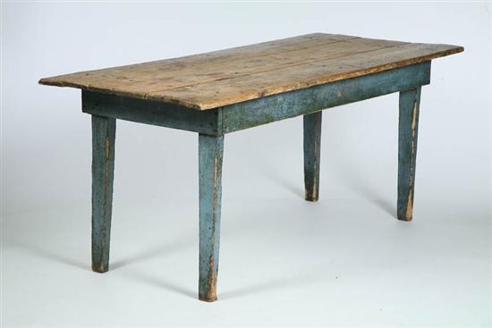 Appraisal: WORK TABLE Pine with a bare top and blue base