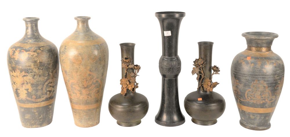 Appraisal: Six Large Vases three bronze Oriental style along with three