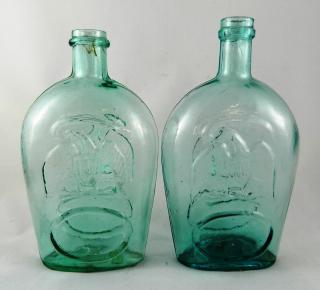 Appraisal: Eagle aqua quart flasks Flasks- Eagle aqua quart- Eagle and