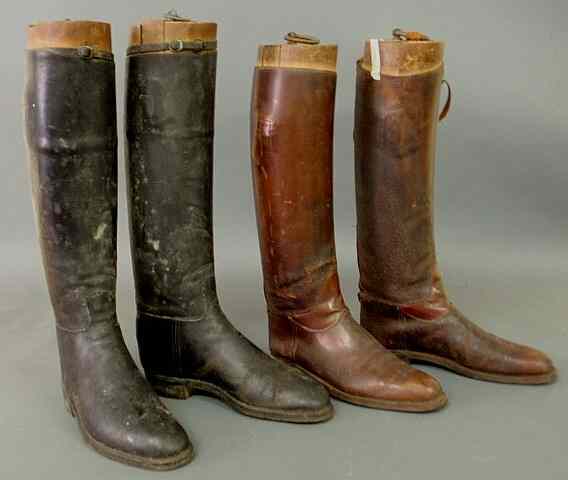 Appraisal: Two early th c pairs of men's English riding boots