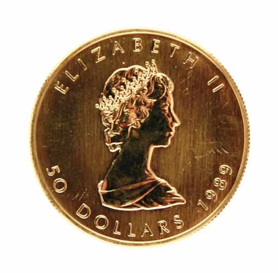 Appraisal: Canadian Gold Maple Leaf coin obverse with portrait of Queen