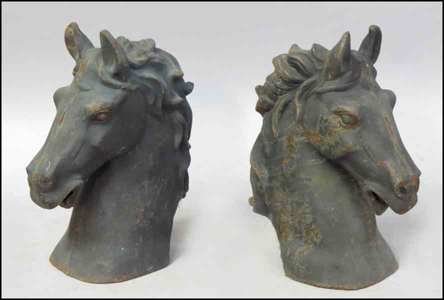 Appraisal: PAIR OF CAST IRON HORSE HEADS Condition No Specific Condition