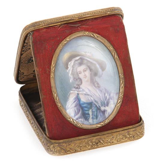 Appraisal: French portrait miniature in ornate case th th century LADY