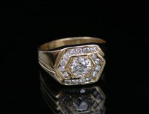 Appraisal: Gentleman's Gold Diamond Ring K yellow gold ring set with