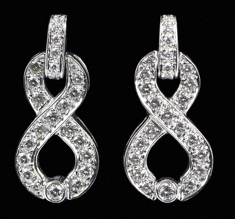 Appraisal: Platinum and Diamond Earrings each with round brilliant diamonds estimated