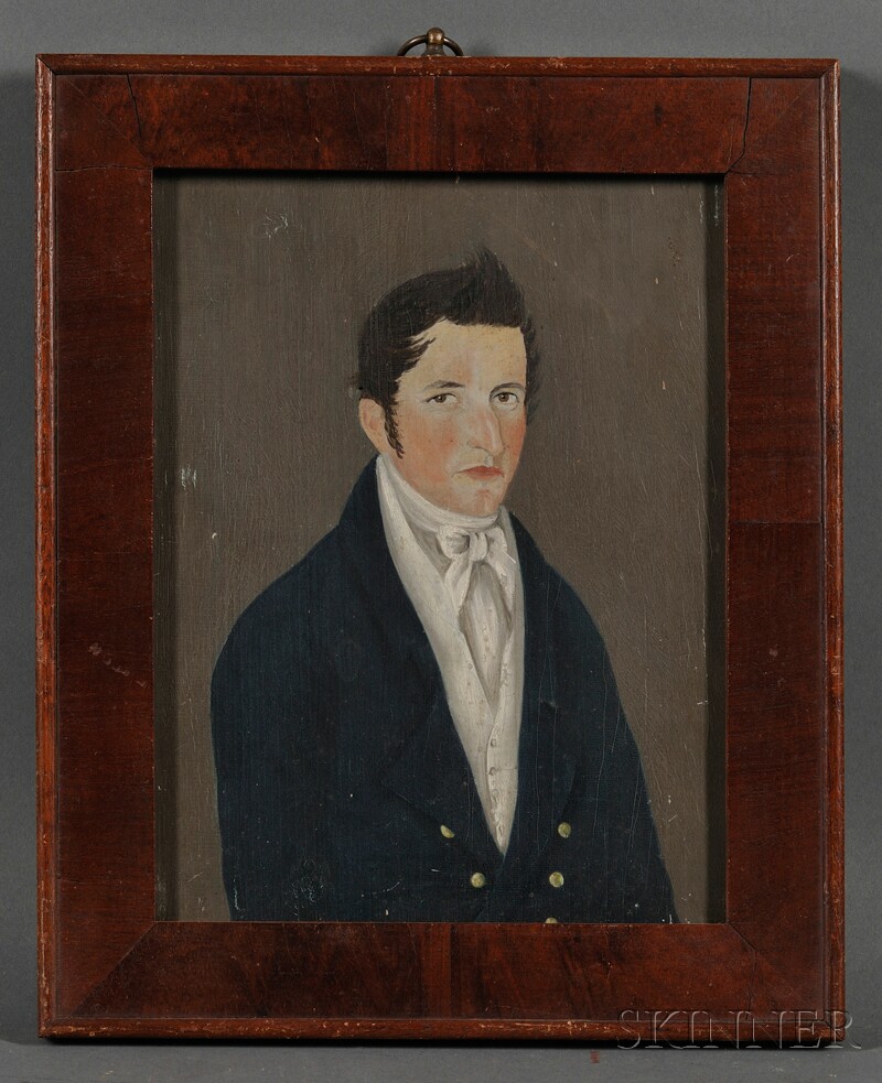 Appraisal: American School th Century Portrait of a Gentleman Wearing a