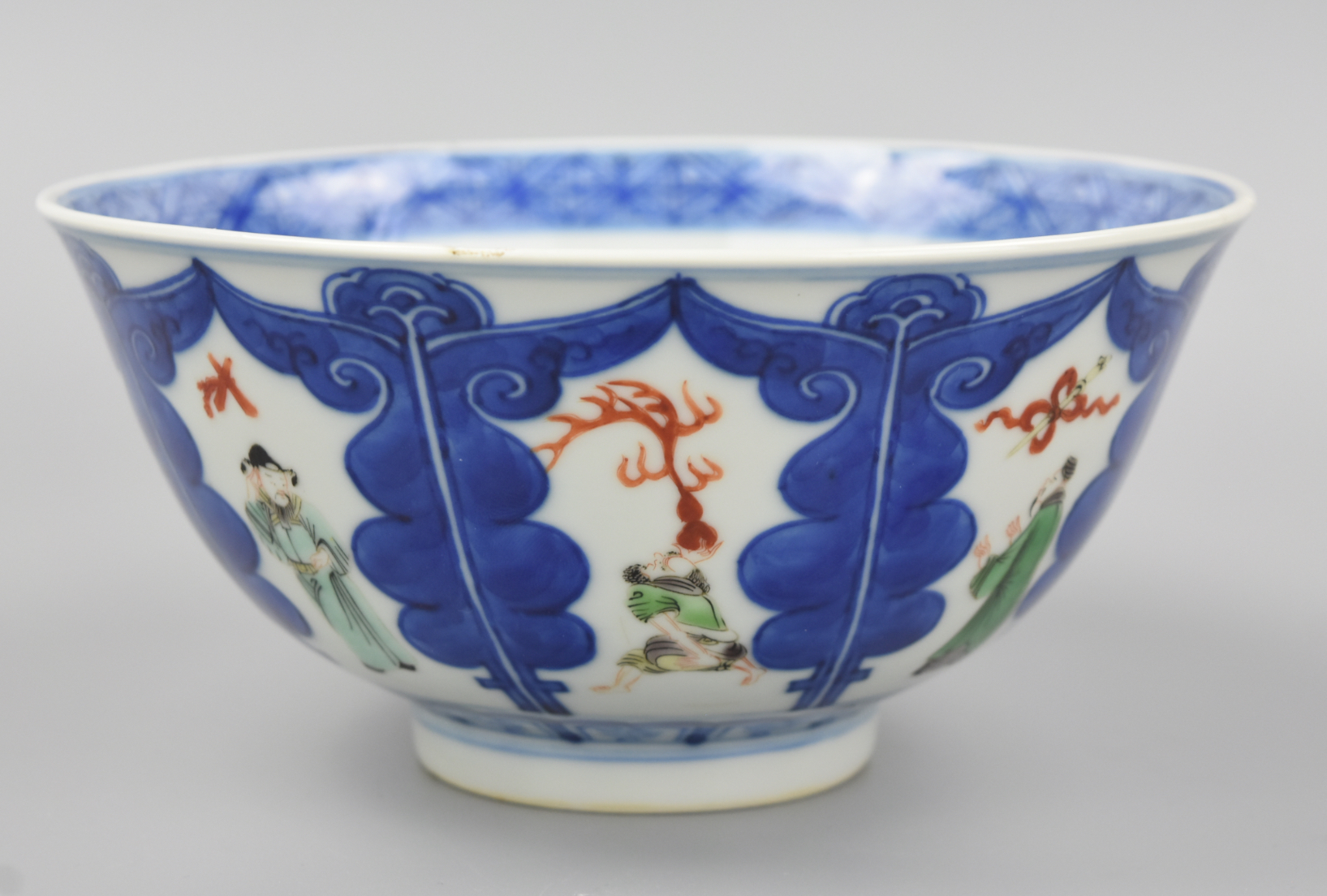 Appraisal: CHINESE FAMILLE VERTE B W BOWL W FIGURES TH C