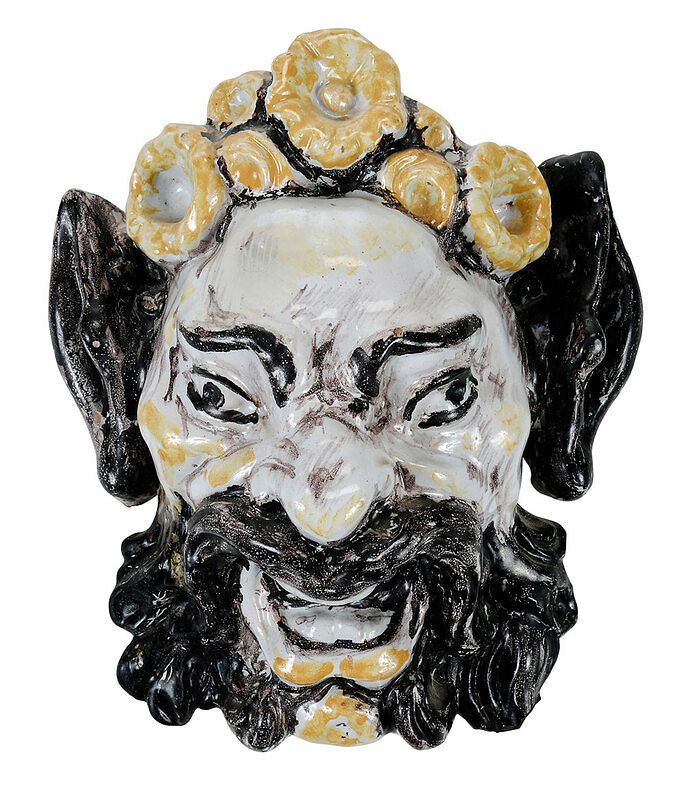 Appraisal: Majolica Wall Mask of Bearded Face Continental possibly th century