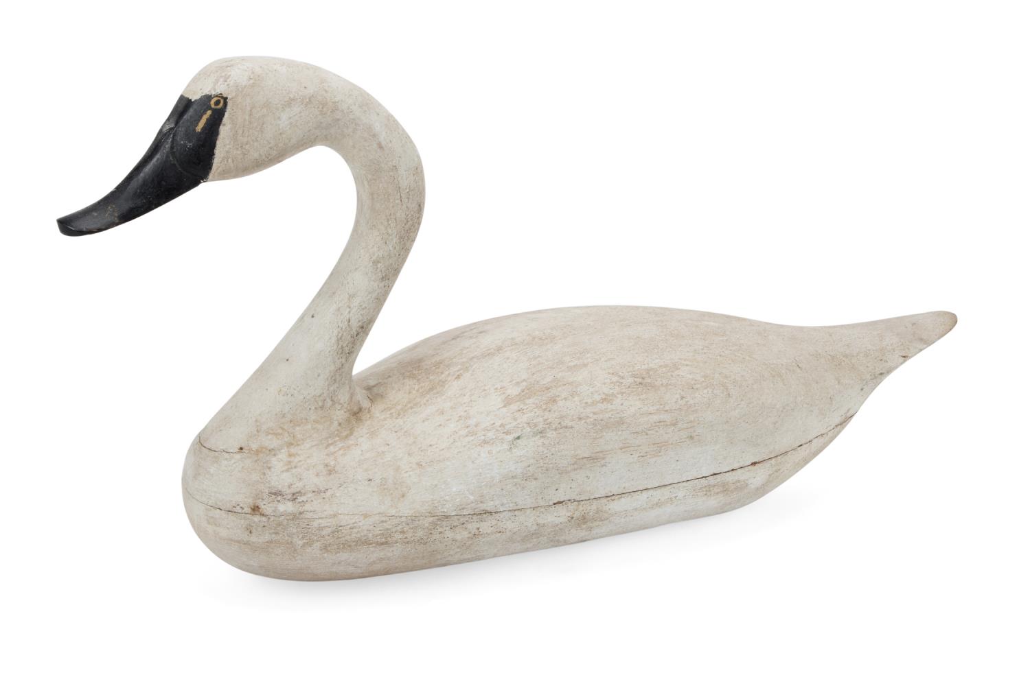 Appraisal: LIFE SIZE TRUMPETER SWAN WOODEN DECOY American or Canadian life