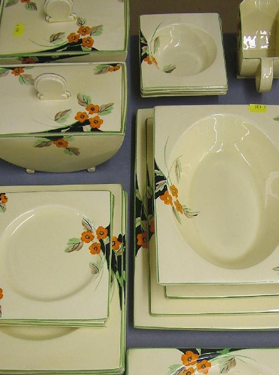 Appraisal: Biarritz part dinner service painted with orange flowerheads with grey