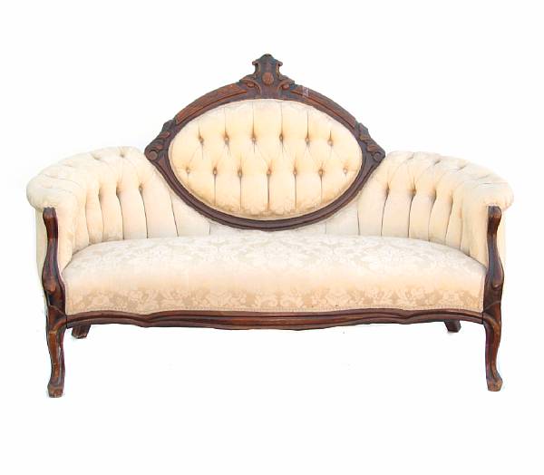 Appraisal: A Victorian mahogany settee late th century height in width