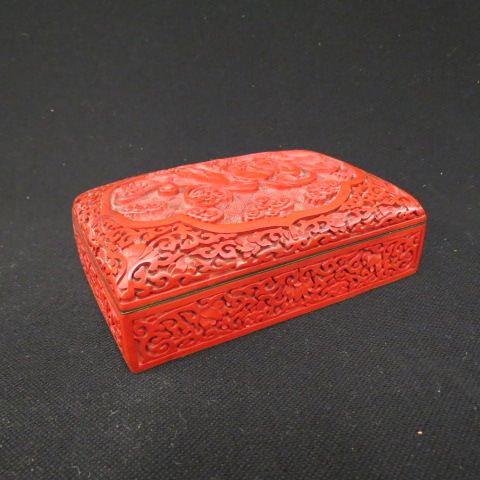 Appraisal: Chinese Cinnabar Box immortal in clouds x excellent