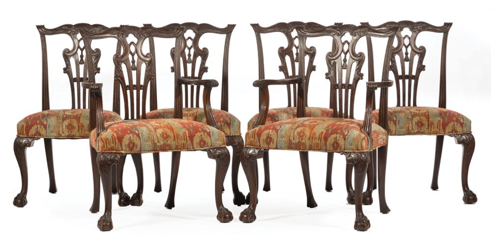 Appraisal: Eight Georgian-Style Mahogany Dining Chairs incl armchairs and side chairs