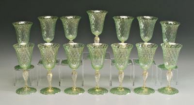 Appraisal: Set of Murano glass goblets bell-shaped bowls with baluster stems