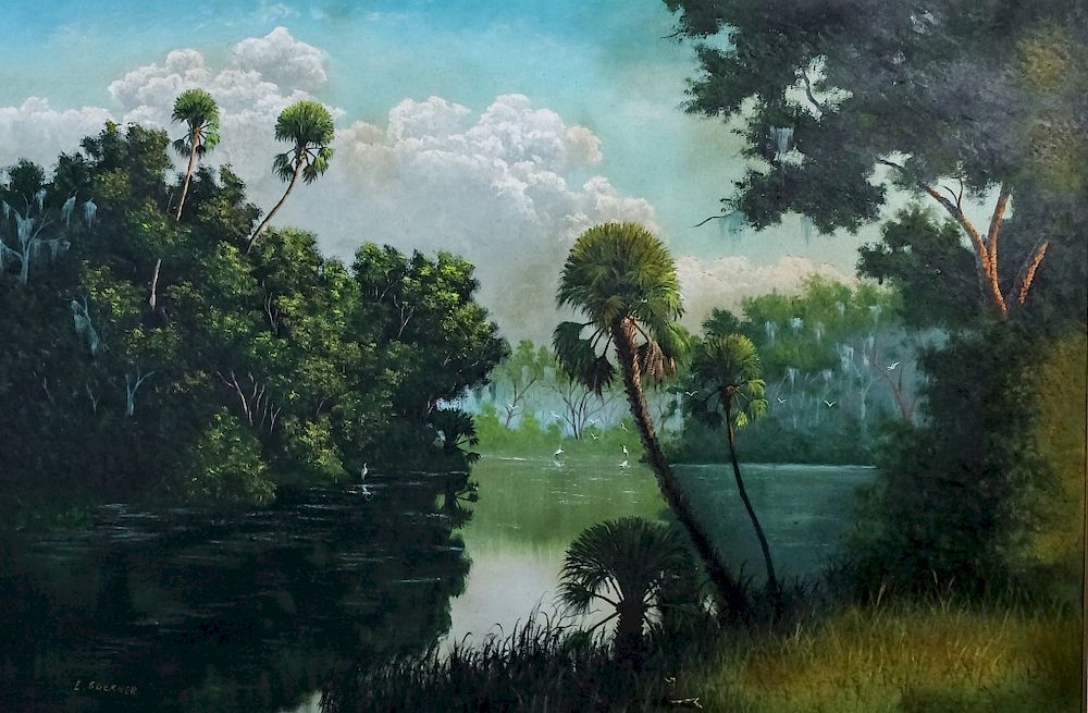 Appraisal: Ellis Buckner Florida Highwaymen Painting X Rare Gallery Size x