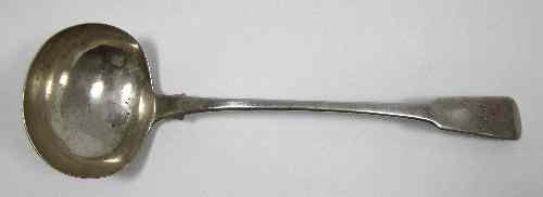 Appraisal: A George III silver fiddle pattern soup ladle by W