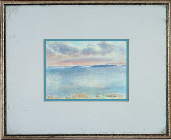 Appraisal: View overlooking water watercolor x sight SLR Chauncey F Ryder