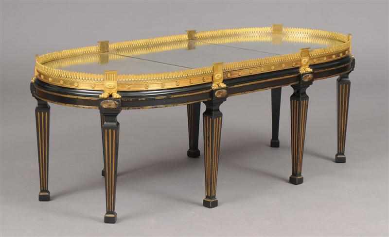 Appraisal: LATE LOUIS XVI GILT-BRONZE THREE-PART SURTOUT DE TABLE The oval