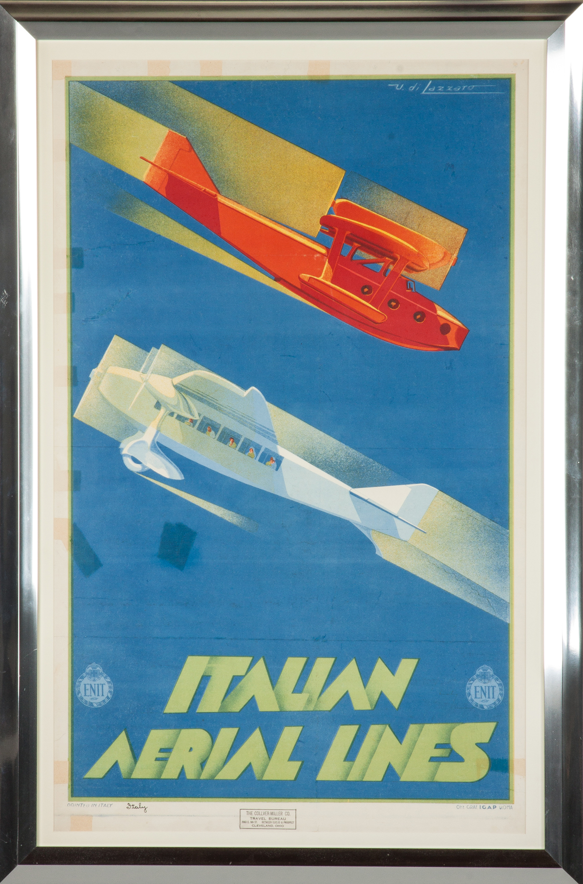 Appraisal: Italian Aerial Lines Vintage Poster Lower right Printed in Italy