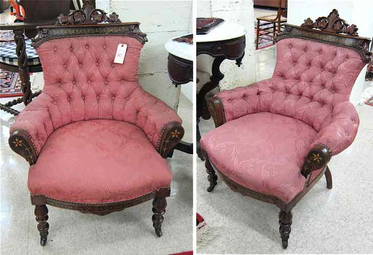 Appraisal: PAIR OF VICTORIAN ARMCHAIRS Renaissance Revival probably New York c