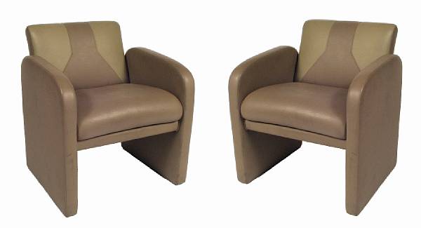 Appraisal: A pair of contemporary leather upholstered armchairs height in width