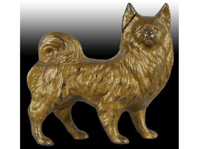 Appraisal: Cast Iron Spitz Dog Still Bank Description Made by Gray