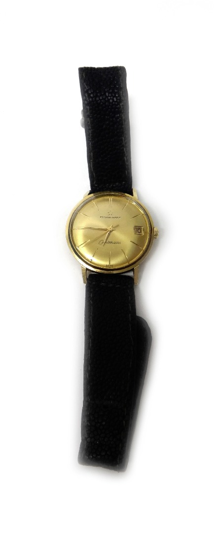 Appraisal: A gentleman's gold circular cased Eterna-Matic Centenaire wristwatch the singed