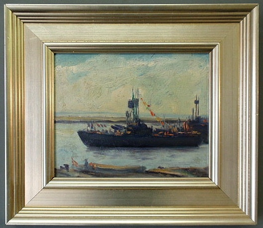 Appraisal: Oil on board painting of a World War I Navy