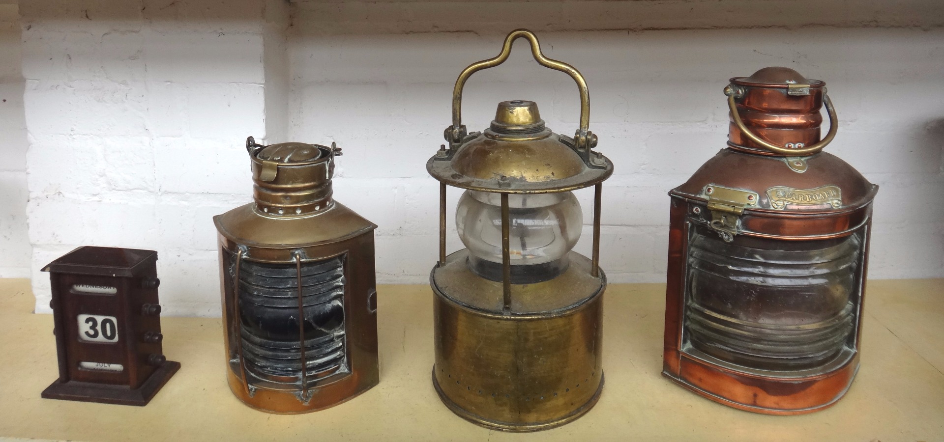 Appraisal: An unusual brass and glass lantern early th century possibly