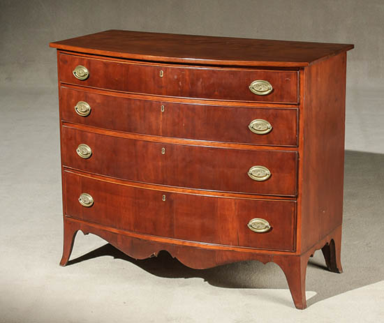 Appraisal: Federal Cherry Bow-Front Chest of Drawers New England Probably Connecticut