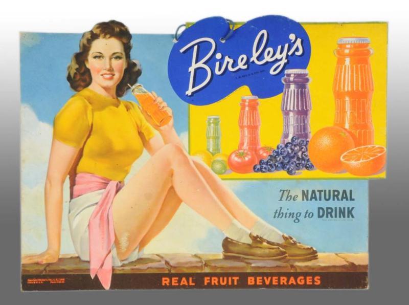 Appraisal: Cardboard Bireley's Flavored Drinks Die-Cut Sign Description s Nice bright