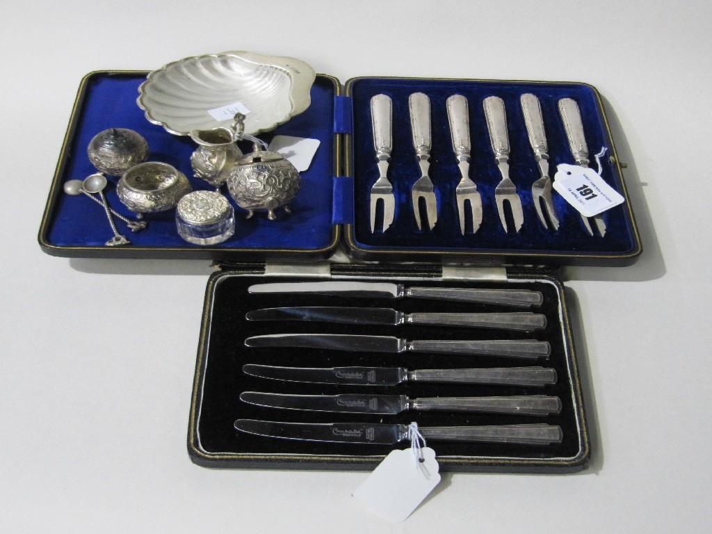 Appraisal: Lot comprising cased sets of silver handled knives and cake