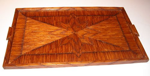 Appraisal: Artist Unknown C S Aarenson Title Matchstick Serving Tray Marquetry