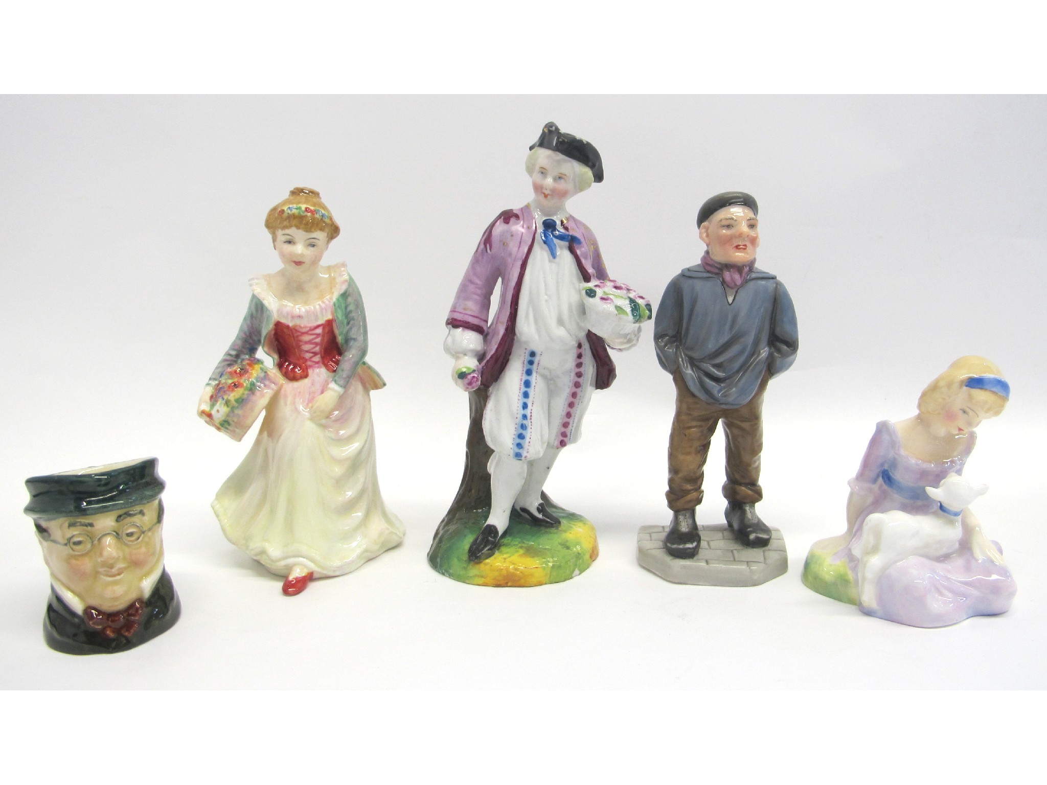 Appraisal: Five porcelain figures comprising Royal Doulton Mary had a little