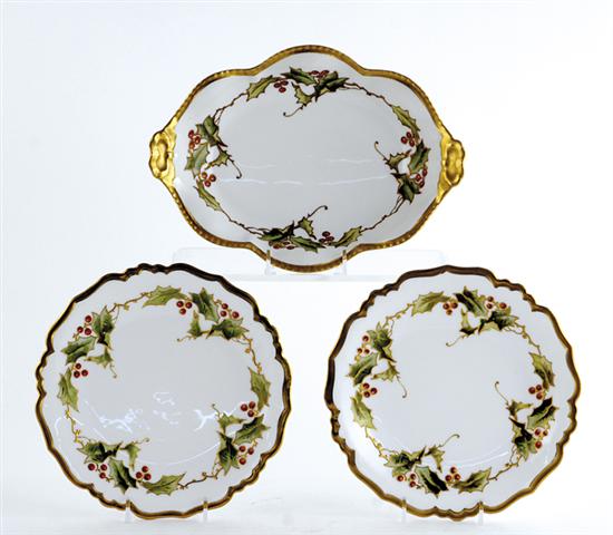 Appraisal: Blakeman Henderson porcelain dessert service Holly pattern consisting of oval