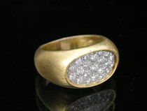 Appraisal: Pave Diamond Ring Kt brushed yellow gold centered with an