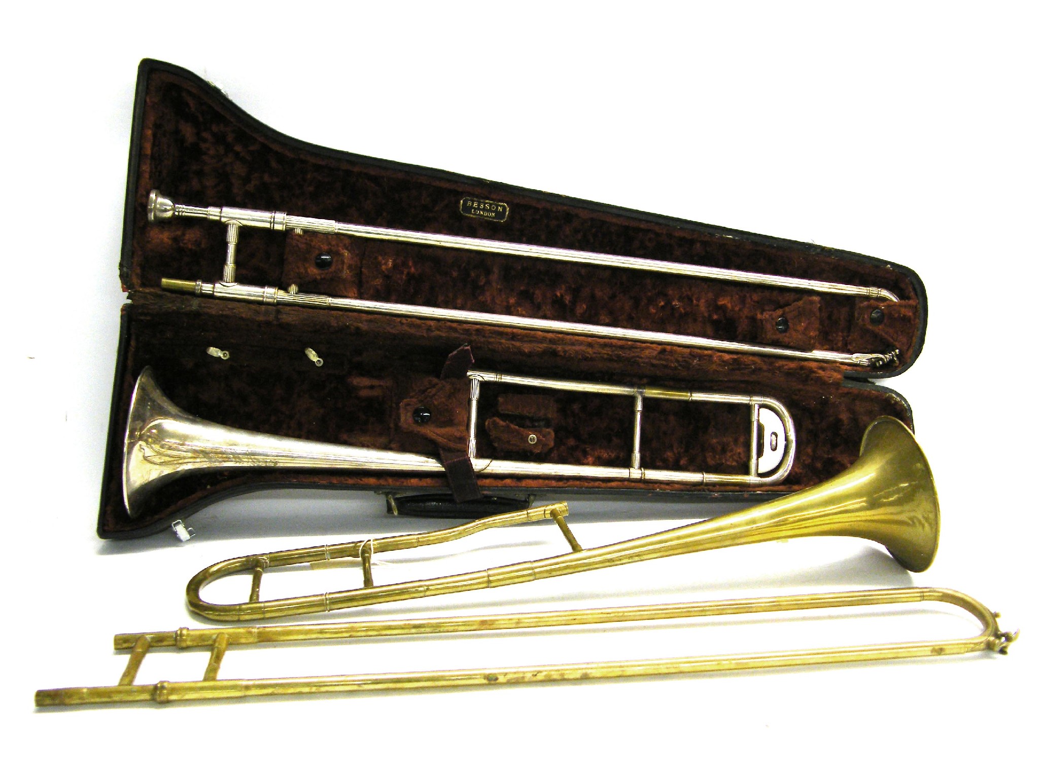 Appraisal: Interesting silver plated trombone by and stamped Besson Co 'Prototype'